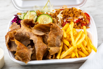 take-away dish - kebab in a thermal package