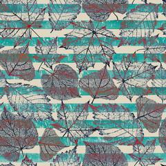 Nahtloses Muster des abstrakten transparenten Blattskelettstreifens des Herbstes