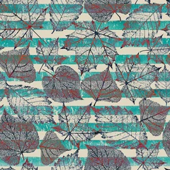 Tapeten Skelettblätter Nahtloses Muster des abstrakten transparenten Blattskelettstreifens des Herbstes