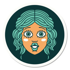 tattoo style sticker of female face