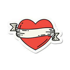 tattoo style sticker of a heart and banner