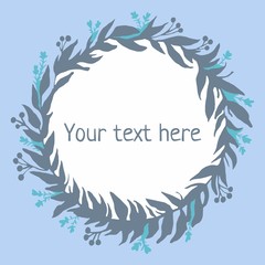 Floral frame in a circle text vector illustration hand drawing