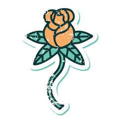 distressed sticker tattoo style icon of a rose