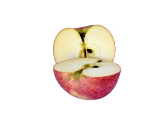 red apple and half isolated on white background
