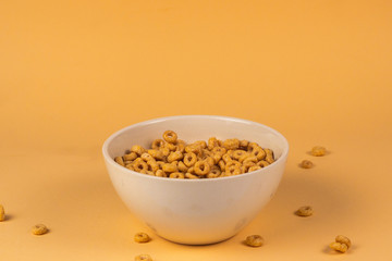 Honey rings cereal box for morning breakfast.