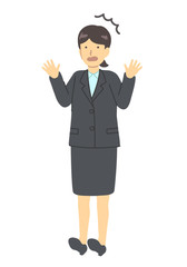   驚くスーツを着た女性