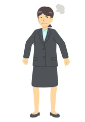  怒るスーツを着た女性