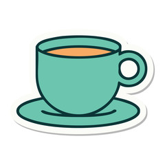 tattoo style sticker of a cup of coffee