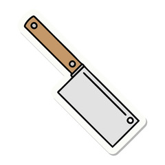 tattoo style sticker of a meat cleaver