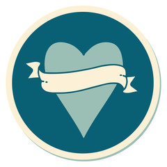 tattoo style sticker of a heart and banner