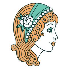 tattoo style icon of a gypsy head