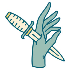 tattoo style icon of a dagger in the hand
