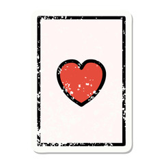 traditional distressed sticker tattoo of the ace of hearts