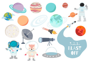 Cartoon object rocket collection.Vector illustration for icon,logo,sticker,printable,postcard and invitation