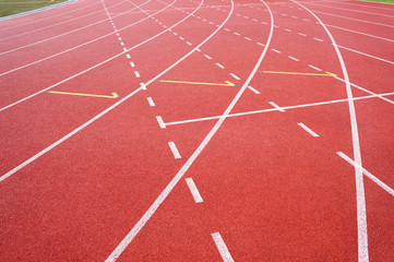 Outdoor running track or athlete track. Orange brick color.  