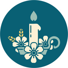 tattoo style icon of a candle holder