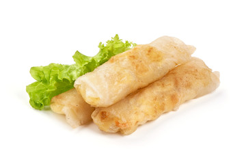 Spring rolls, isolated on white background