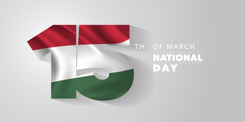 Hungary happy national day vector banner, greeting card