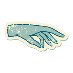 distressed sticker tattoo style icon of a hand