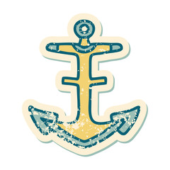 Obraz premium distressed sticker tattoo style icon of an anchor