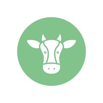Cute cow cartoon silhouette block style icon vector design