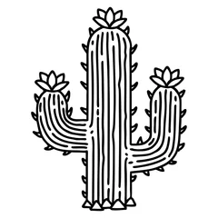 Foto op Canvas black line tattoo of a cactus © lineartestpilot