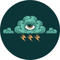 Obraz premium tattoo style icon of an all seeing eye cloud