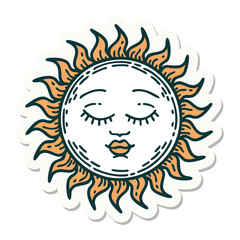 tattoo style sticker of a sun