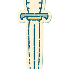 distressed sticker tattoo style icon of a dagger
