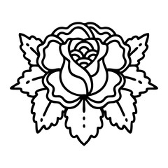 black line tattoo of a rose