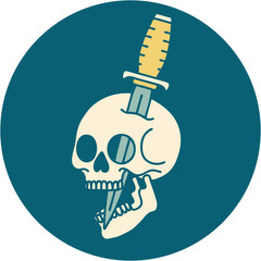 tattoo style icon of a skull and dagger