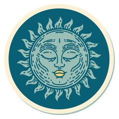 tattoo style sticker of a sun