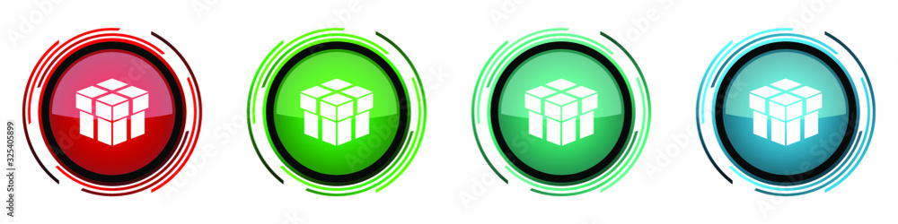 Leinwandbilder box round glossy vector icons, set of buttons for webdesign, internet and mobile phone applications 