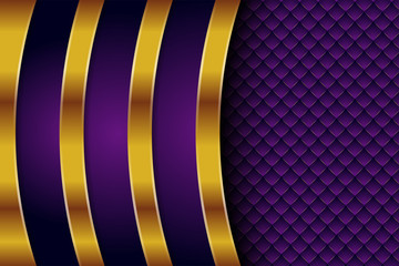 Fototapeta premium Vector purple background with curve gold element decoration. dynamic abstract gradient with gold line. geometric abstract modern design. eps 10 vector editable files. square pattern on left side.