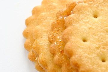 Stack of sweetmeal digestive biscuits isolated on white background