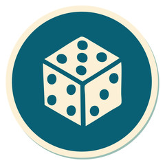tattoo style sticker of a dice