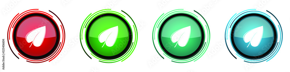 Leinwandbilder leaf round glossy vector icons, set of buttons for webdesign, internet and mobile phone applications