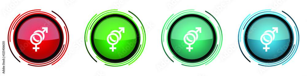 Poster sex round glossy vector icons, set of buttons for webdesign, internet and mobile phone applications 
