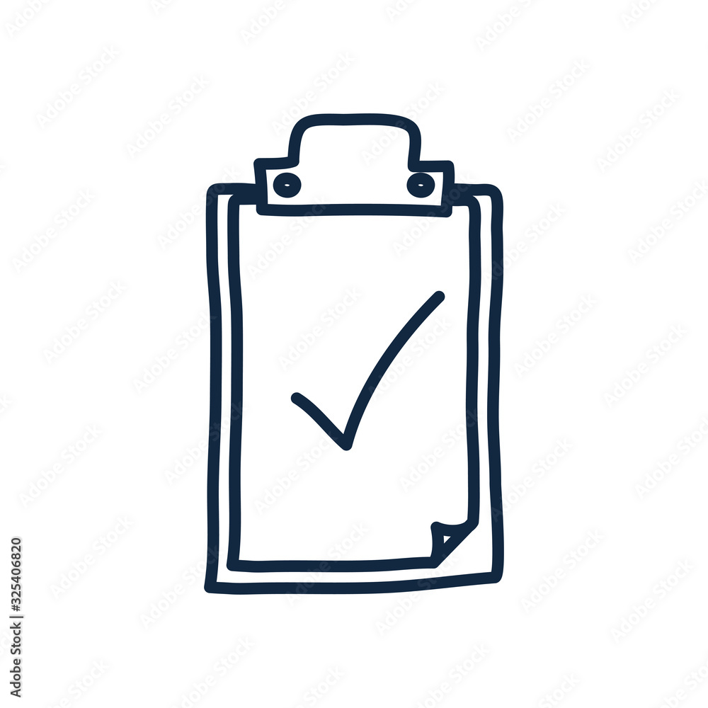 Poster isolated check mark inside document doodle line style icon vector design