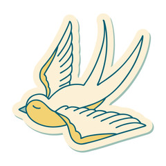 tattoo style sticker of a swallow