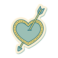 tattoo style sticker of an arrow and heart