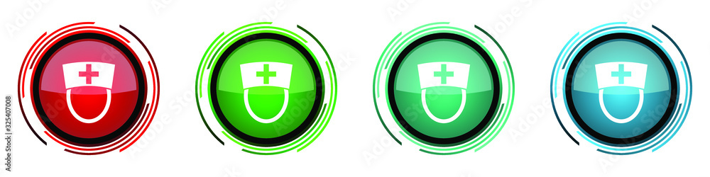 Aufkleber nurse round glossy vector icons, set of buttons for webdesign, internet and mobile phone application