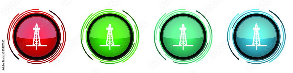 Fototapete drilling round glossy vector icons, set of buttons for webdesign, internet and mobile phone applicat