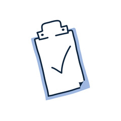Isolated check mark inside document doodle line fill style icon vector design