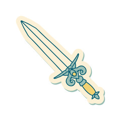 tattoo style sticker of dagger