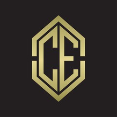 Obraz premium CE Logo monogram with hexagon shape and outline slice style with gold colors