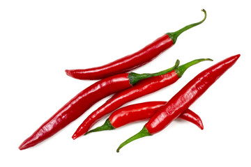 Fresh red hot chilli pepper isolated on a white background.
