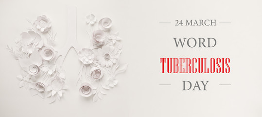 Flowers arranged in shape of human lungs as symbol of healthy life. 24 march