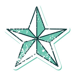 distressed sticker tattoo style icon of a star