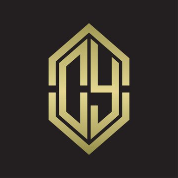 recommend clip art: DY Logo monogram with hexagon shape and outline slice style with gold colors